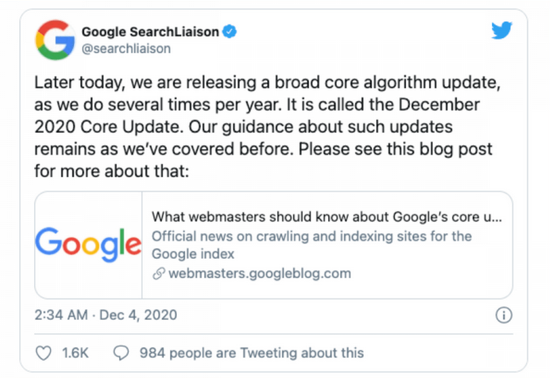 Google Rolls Out Search Update (December 2020)