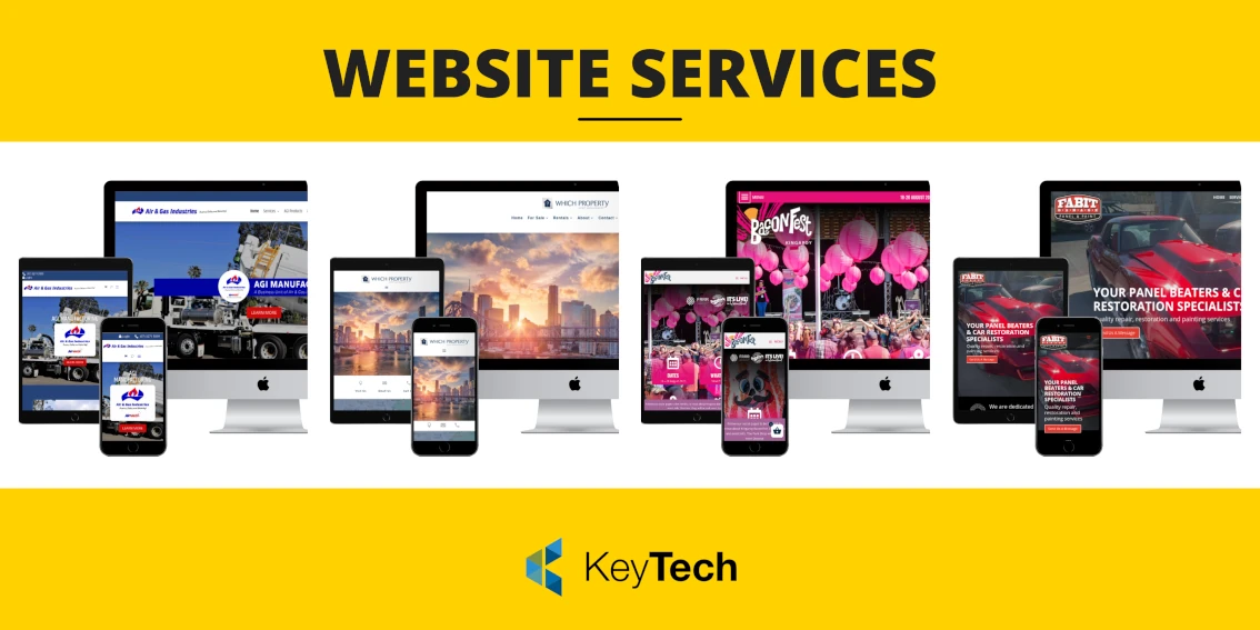 KeyTech Website Services. images of 4 recent websites created by Renee Bean, in-house web developer