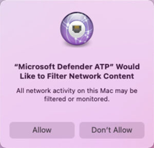Click allow to Allow Microsoft Defender to filter Network Content